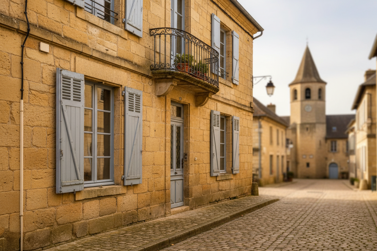 Maison de ville en pierre rénovée dans le centre historique de Périgueux, en Périgord Blanc.