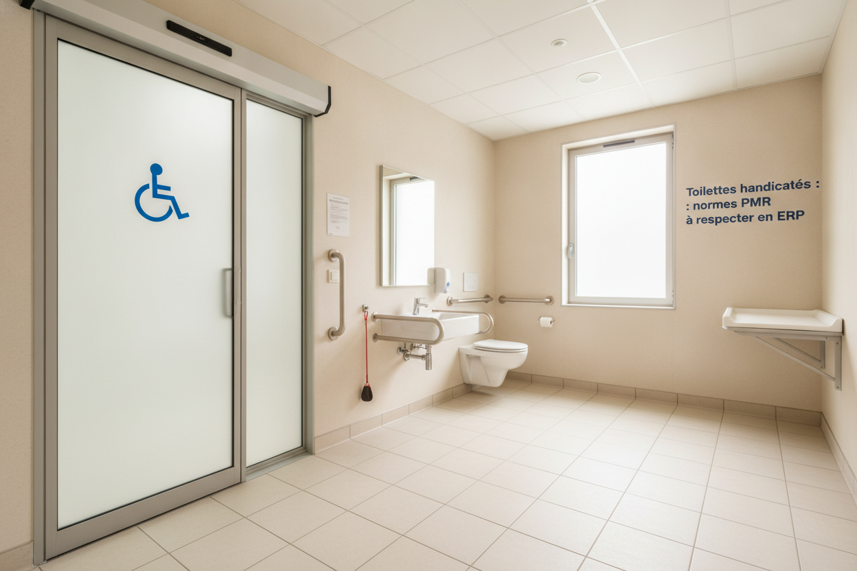 Toilettes handicapés : toutes les normes PMR à respecter en ERP